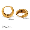 Minimalist 18K gold plated stainless steel hoop earrings with 14.9mm inner diameter - EH211G Style (EH211G) / Gold