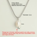 Silver stainless steel layered necklace with a natural baroque freshwater pearl pendant - Silver Classic Chain - NK2520S