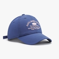 Navy blue breathable baseball cap with pink Santa Monica embroidery and curved brim - Sky Blue