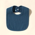 Soft cotton navy blue baby bib with snap buttons for newborns during feeding - Dark Blue