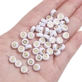 White 7mm acrylic alphabet beads with gold letter Q for DIY jewelry making and crafts - Letter Q