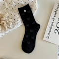 Chaussettes mi-hautes noires à motifs nœuds tricotés et bords-côtes style français - Taille unique / Noir