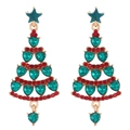 Luxury colorful Christmas tree stud earrings with heart-shaped gems and gold base - 08 KC Gold DZ-078