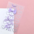 Lavender fabric bows and heart-shaped rhinestones for eye makeup decoration - Purple Bow Heart Jewels (BJA-642)