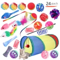 Lot de 24 jouets pour chats avec tunnel, souris à plumes et balles interactives - Lot No. 49