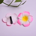 Pink yellow and white gradient plumeria foam hair clips shown on a clean white background - Pink Flower Head + Clip [4cm]
