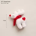 Handmade white wool felt Christmas reindeer ornament with red scarf and heart detail 9x11cm - No.37 Single-White Scarf Reindeer