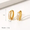 Pendientes en U bañados en oro de 18K con circonitas rectangulares engastadas en carril - Estilo de Fila de Rectángulos(YYE023391)