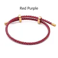 Adjustable red purple woven cord bracelet with gold metal buckles and figure eight clasp - 2mm Semi-finished (Single End Fixed) / Purple Red-21