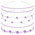 Set of six silver bridal headbands featuring purple crystal rhinestones in various patterns - Silver Base Purple 4-Piece Set Style 25# (As Pictured)