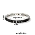 Silver-plated tennis bracelet featuring rectangular black zircon stones in a sleek design - 17cm / Silver/Black Zirconia