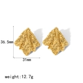 Irregular golden foil textured earrings in stainless steel with size and weight metrics - Gold Irregular Wrinkled Style (TE6560-G)