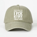 Λεπτομέρεια του κειμένου I FIX STUFF και εικονίδια εργαλείων σε χακί καπέλο πλυμένο - Ένα μέγεθος / Ελαφρύ χακί