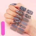 Adesivi per unghie leopardati con glitter e dettagli argento in malva e grigio fumo - JX22-02 Grigio Leopardo