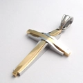 Layered titanium steel cross pendant necklace for men and women in gold and silver finish - Pendant / Two-tone (Gold & Silver)