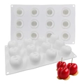 White 12-cavity silicone mold for apple-shaped mousse cakes and desserts with realistic finish - 12-Cavity Small Cherry Mold / White