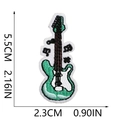 Green and white electric guitar embroidered patch with detailed size measurements - Electric Guitar (W20XN-05-07)