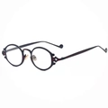 Steampunk sunglasses with round black metal frames and red gothic floral pattern - Black Clear Lens C15
