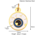 Detail of stainless steel blue evil eye pendant showing size and material specifications - Blue Eye