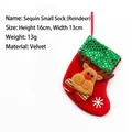 Calza di Natale con paillettes verdi e renna di peluche 3D, decoro natalizio da 16 cm - Calzino con Paillettes-Renna
