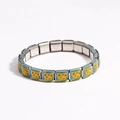 Italian modular bracelet in stainless steel featuring sunflower prints and blue finish - Blue Base Sunflower Style (款式11)