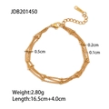Mehrlagiges vergoldetes Edelstahlarmband mit Perlen und Karabinerverschluss für Damen - Mehrlagiges goldenes Edelstahl-Perlenarmband (B201450) / Länge 16,5 + 4,0 cm Gewicht 2,80 g