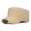 Men's quick-dry khaki cadet cap with breathable fabric and adjustable flat top design - Adjustable / Khaki