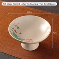Ceramic fruit tray with lotus dragonfly pattern and grass ash glaze finish - Lotus Pattern (Large)-Plant Ash