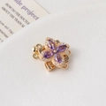 Macro shot of gold-plated rotating flower pearl clasp with purple marquise stones and zircons - 18# 14K Gold Double Row (16*19mm)