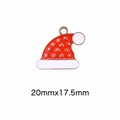 Red and white Christmas hat alloy pendant with gold star accent, size 20mm x 17.5mm - 60# Christmas Hat