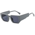 Moderne geometrische Oversize-Sonnenbrille in Mattgrau mit stilvollem dickem Rahmen - Solid Grau