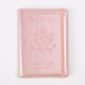 Funda de pasaporte oro rosa con textura de cuero y diseño de sello de EE. UU. - Personalizado / Rosa oro