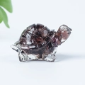 Handcrafted brown translucent crystal turtle figurine with detailed shell carving - 38 Smoky Quartz