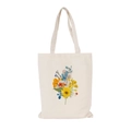 Off-white daisy canvas tote bag featuring vibrant sunflower and wildflower floral prints - Colorful Floral Bouquet