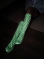 Bas résille vert fluo lumineux avec motif en losange brillant dans l'obscurité - Grande taille / 7289 Lumineux Hauts de Chaussettes Grandes Mailles