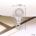 Silver heart-shaped zinc alloy lobster clasp measuring 1.4cm wide and 2.6cm long - Heart Lobster Clasp / 2.6cm / Silver