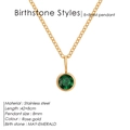 Rose gold stainless steel May birthstone necklace with emerald green crystal pendant - May Green - Rose Gold