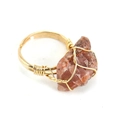 Handmade gold wire-wrapped ring with irregular red-brown agate stone and open band - Adjustable Open / Red Agate