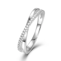Elegant s925 silver crossover couple ring with shimmering pave diamond settings - HK Size 09 / Women's Ring