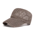 Summer hollow mesh baseball cap in taupe knit with breathable curved brim design - Coffee