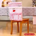 Housse de chaise Noël à carreaux roses avec bonhomme de neige et paillettes, 47x50cm - Bonhomme de Neige Rose