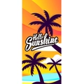 Microvezel strandlaken met tropische palmboom silhouet en Hello Sunshine tekstprint - 851 Hello Sunshine Strand