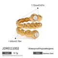 Dreilagiger Spiralring aus vergoldetem Edelstahl mit runden Zirkonia-Steinen und 1,93 cm Spannweite - Goldener Spiralperlen-Stil (JDR0111002)