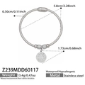 Pulsera de cadena de serpiente en acero inoxidable plateado con colgante redondo de circonitas - Cadena de Serpiente Redonda Pavé (Z239) / Color Acero (Z239)