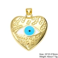 Golden heart pendant with blue Evil Eye enamel charm for DIY jewelry making - Evil Eye Heart Pendant-Gold-21