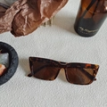 Chic leopard print tortoiseshell sunglasses with brown rectangular lenses for fashion - Tortoiseshell 17