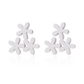 Elegant silver triple flower stud earrings with a glossy finish and minimalist design - Steel