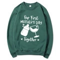 Dark green Mama Est 2025 sweatshirt with First Mother's Day graphic print in size M - Dark Green