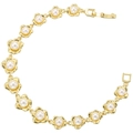 Elegante bracciale a fiore dorato con perle bianche e maglie a forma di petalo - Bracciale di perle con petali di fiori dorati