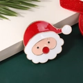 Miniature Santa Claus brooch in classic red and white colors with golden metallic edges - Style 21